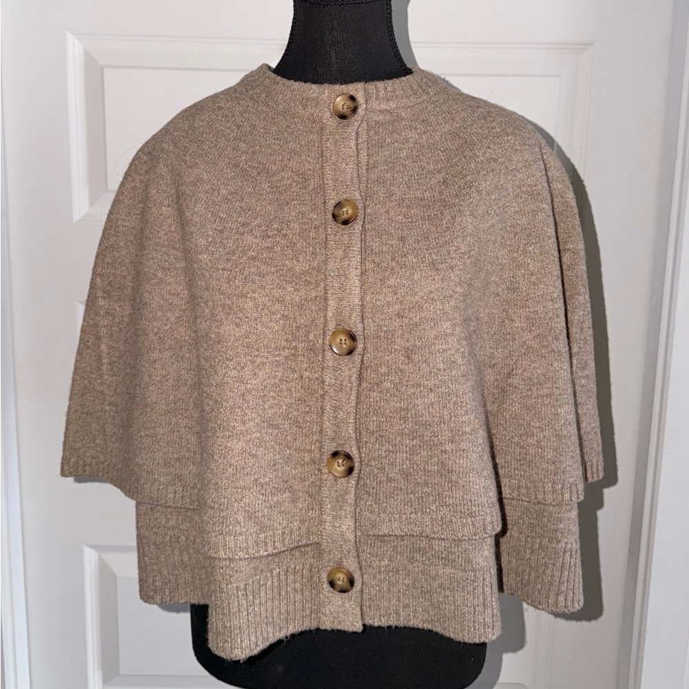Zara Knit Button-Up Cape Cardigan